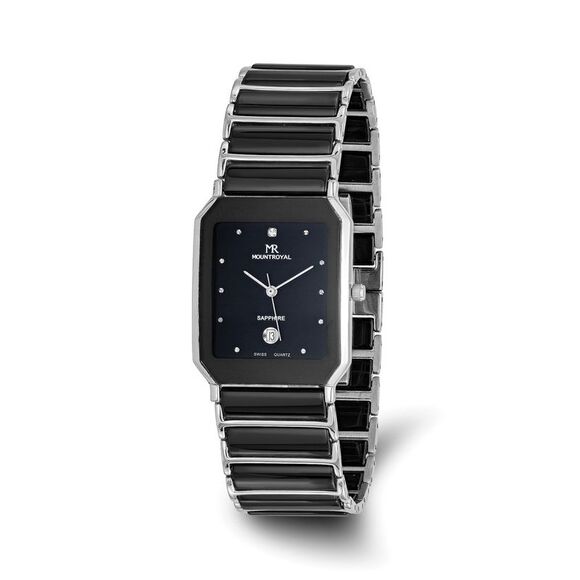 Mountroyal Mens Ceramic Swiss Movement 27x32mm Watch